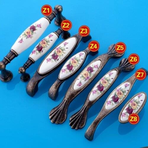 Free shipping Wardrobe pulls Dresser drawer handle European ceramic cabinet handle Furniture hardware bookcase cabinet door knob
