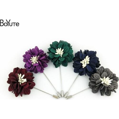 BoYuTe 10Pcs High Quality Hand Made Classic Flower Lapel Pin Men Wedding Suits Boutonniere Pins