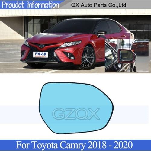 CAPQX Rearview Blue Mirror Glass Lens For Toyota Camry 2018-2020 Side Mirror Lens With blind spot light Heating