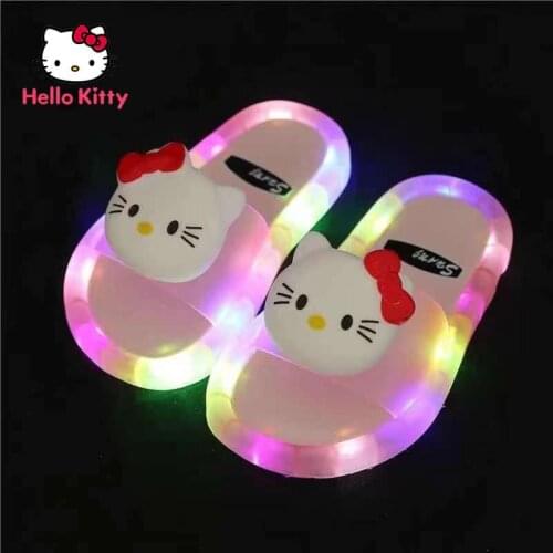 TAKARA TOMY Childrens Hello Kitty Slippers Summer Childrens Cute Cartoon Indoor and Outdoor Home Sandals and Slippers
