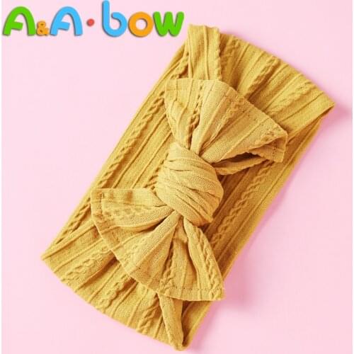 Turban Baby Nylon Bowknot Hair Bands Childrens Cute Hair Accessories Newborn Pure Color Headdresses Princess Toddler Headband