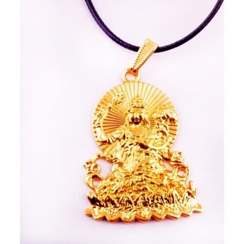 Feng Shui Golden Manjushri Buddha Necklace Amulet W1250