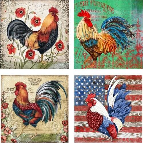 Chickens 5D Diamond Painting Animal Series DIY Full Round Drill Diamond Painting Home Decoration Gift Hanging Painting 30x30cm