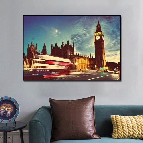 Canvas Painting City Landscape Big Ben Yellow Canvas Print Wall Art Picture For Living Room Home Decor Wall Decoration Frameless
