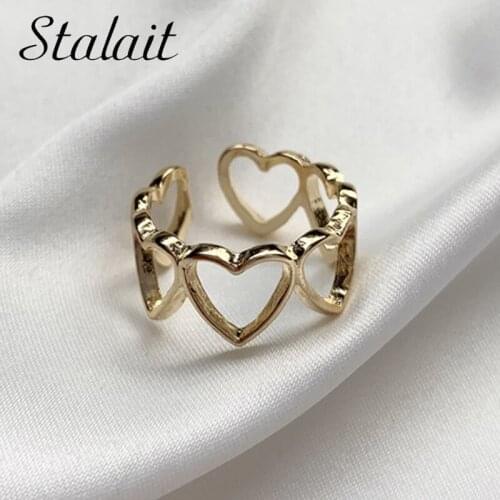 Hollow Love Heart Shaped Rings Open Female Korean Temperament Crown Personality Tide Gold Ring Luxuri Design Fashion Ring