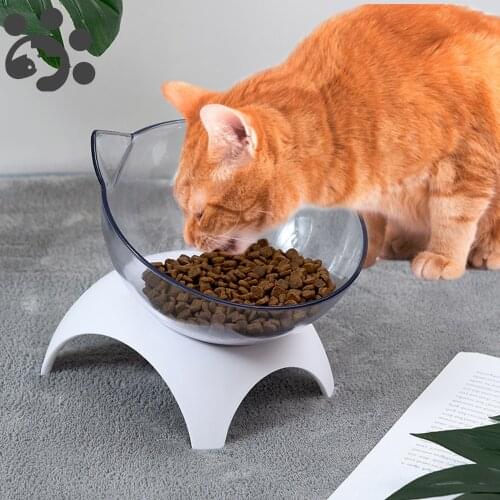 Cat Puppy Feeding Elevated Raised Cat Bowls With Stand Pet Cats Feeder Small Dog Cat Supplies Accessories Non-slip Transparent