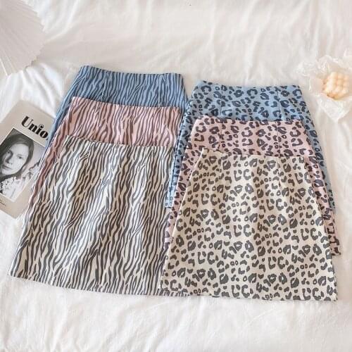 Short Skirt Leopard Print A-line Skirt Female Summer New Style Female Skirt High Waist Slimming All-match Bag Hip Skirt