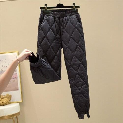 Thicken down Cotton Winter Warm Pants Women Elastic Waist Ladies Skinny Trousers Womens Casual Leggings Outwear Female Pants