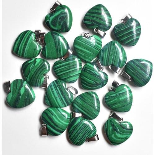 2020 Fashion bestselling heart malachite stone charm Pendants for jewelry making 20mm 50pcs/lot Wholesale free shipping