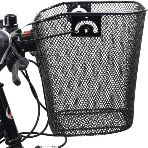 Metal Bike Basket Detachable Front Handlebar Bicycle Front Basket Outdoor Cycling Holder Storage Basket Bike Accessories