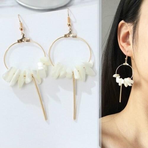 Fashion Jewelry Personality Long Earrings Tassel Small Shell Female Earrings Exaggerated Wild Big Geometric Round Earrings