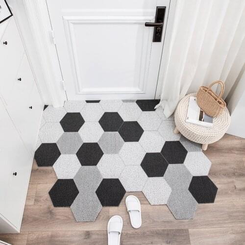 Washable Doormat Carpet Hallway Bedroom Bathroom Living Room Kitchen PVC Mats Carpet Anti-slip Hexagon Pattern Entrance Doormat