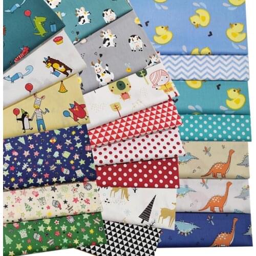 Cartoon DARK Blue Yellow Green Gift Lion Duck Dinosuar Cow 100% Cotton Twill Fabric For Handwork Sheet Quilt Clothes Craft Tissu