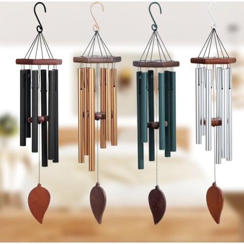 Solid Wood 30 Inch Music Metal 6Pipe Wind Chimes Home Outdoor Garden Decoration Creative Ornaments Holiday Gifts RoomDecoration