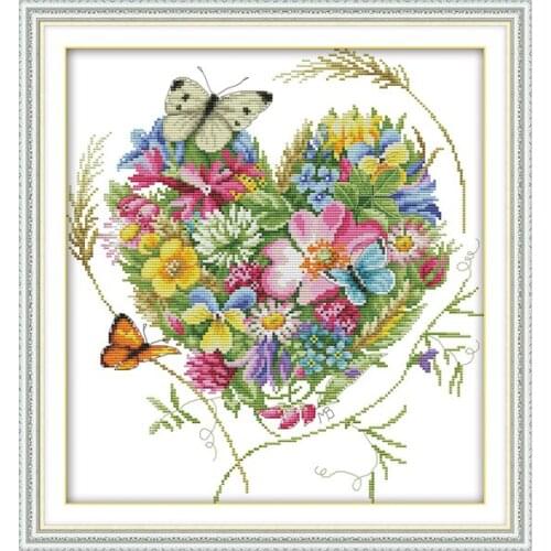 Joy Sunday Cross Stitch Kit DIY Butterfly Playing In Flowers Pattern Printed Chinese Embroidery Needlework for Some Living Rooms