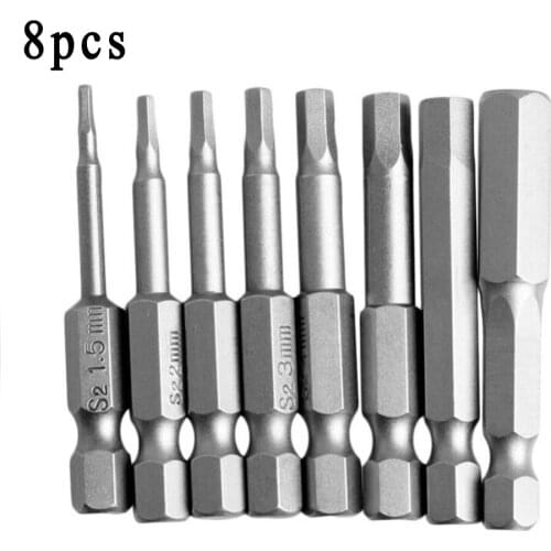 8PCS Hex Key Allen Bit Set Quick Change Connect Impact Driver Power Drill Metric Hex Key Allen Bits