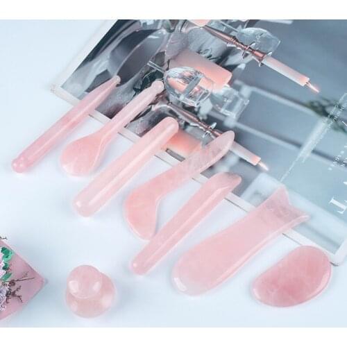 Natural Aventurine Jade Stone Guasha Massage Tool SPA Therapy Massager rose quarte Scraping Board set Antistress Body