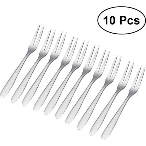 Stainless Steel Fruit Fork 13cm Two-tine Snack Cake Dessert Forks Tableware Restaurant Cafeteria Home Party Kitchen Fruit Fork