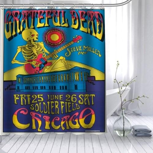 New Grateful Dead Shower Curtain 3D Waterproof Polyester Fabric Bath Curtain High Defintion Printing 12 Hooks For The Bathroom