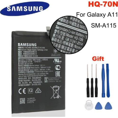 Original Phone Battery HQ-70N For Samsung GALAXY A11 A115 SM-A115 4000mAh Authentic Replacement Battery + Free tools