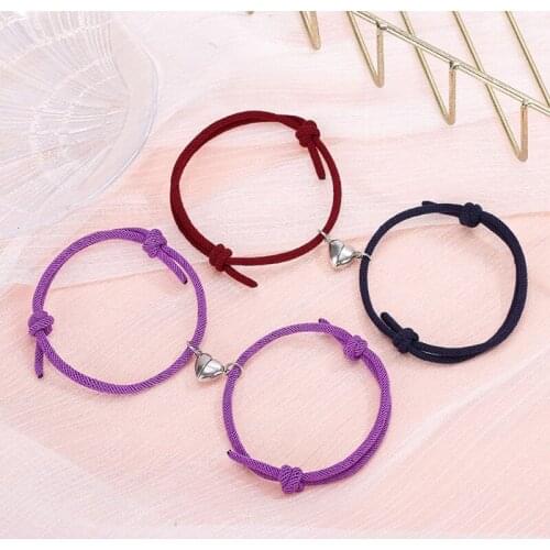 2 Pcs Attractive Magnet Bracelets Couples Mutual Attraction Rope Braided Bracelet T84A