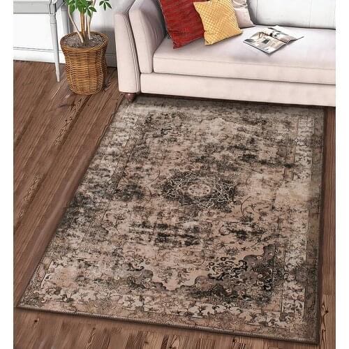 Krem Rengi Desenli Halı şönil orjinal desenli oturma odası yatak odası mutfak kaymaz anti alerjik ücretsiz kargo halı kilim