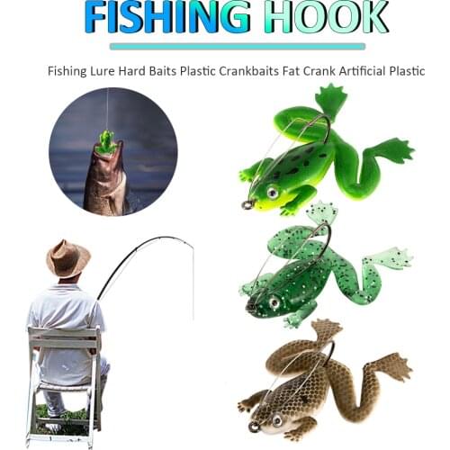 5.5cm Frog Lure Hook Topwater Artificial 3D Eye Fishing Soft Bait Accessory Artificial Rubber Soft Bait Eyes Hook Frog