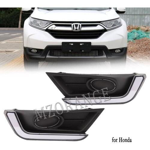 LED DRL headlight Driving Lamp for Honda CRV CR-V 2017 2018 2019 fog lights with Turning signal fog light Grill Frame Covers