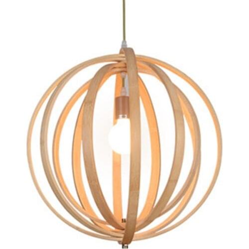 LED Nordic Adjustable Ring Solid Wood Pendant Light Art Living Room Lamp Dining Room Bar Loft Light Hanging Lamp Wood