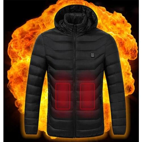 Thermal Coat Heated Jackets Outdoor Vest USB Electric Long Sleeves Heating Hooded Jackets Warm Winter Clothing for Men Women