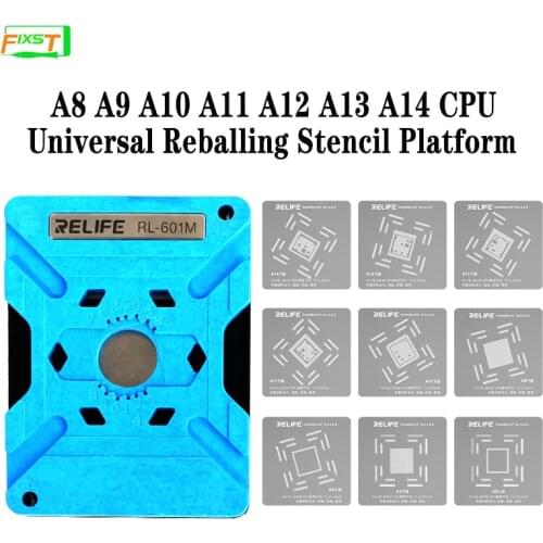 RELIFE RL-601M 9 in 1 Universal CPU Reballing Stencil Platform For iPhone 6-12 Pro Max IC Chip Planting Tin Template Fixture