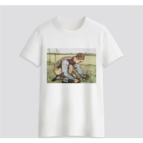 Women T-Shirt Van Gogh Art Painting Graphics Female Top Clothing Fashion Harajuku Streetwear Oversized Casual White T-shirt