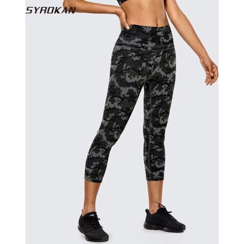SYROKAN Womens High Waist Crop Capri Leggings Workout Pants Naked Feeling -19 Inches