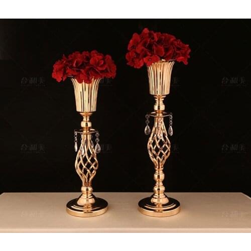 Gold Metal flower vases Table centerpiece Wedding Props 10pcs/lot