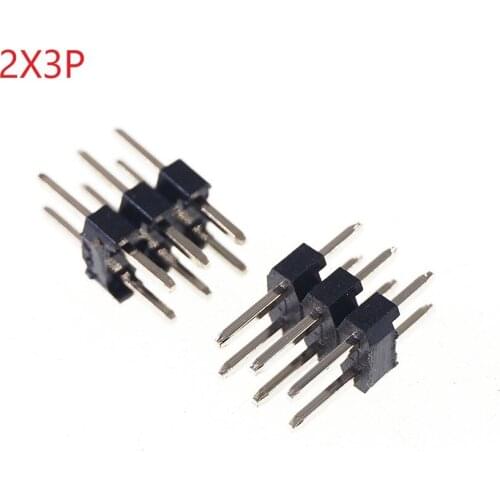100pcs 2x3 P 6 Pin 2.0 mm Pin Header male Dual row Straight PCB 180 Through Hole Insulator height 2.00mm Rohs Lead Free