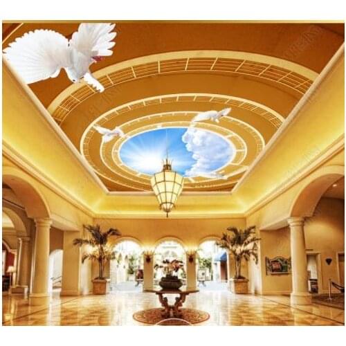 1840 Pigeon flying in the dome Printing stretch ceiling film for workshop ceiling decoration