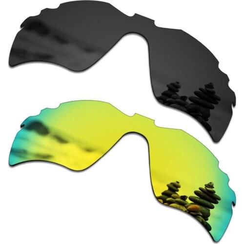 SmartVLT 2 Pieces Polarized Sunglasses Replacement Lenses for Oakley Radar Path Vented Stealth Black and 24K Gold