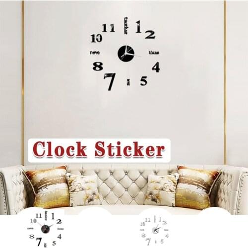 3D Removable Art Mirror Wall Clock Wall Stickers Creative DIY Wall Clocks Decal Sticker Home Decor Living Room Quartz Needle
