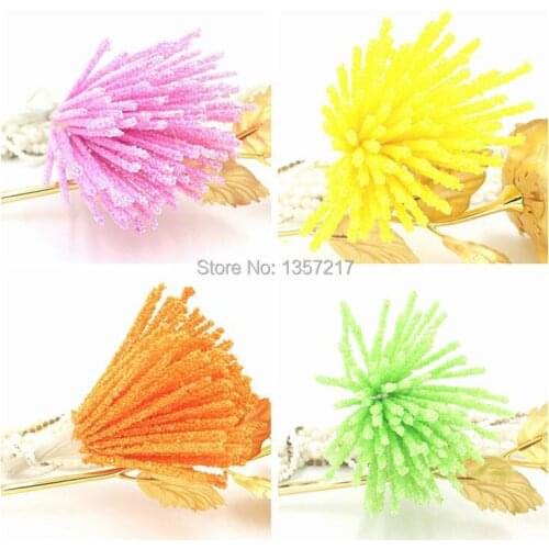 Free Shipping Wholesale Different Color Mini Foam Stripe Flower Bouquet With Wire Stem/Wedding Decoration Flowers(450pcs/lot)