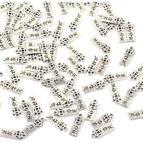 30pcs 6.5x16mm Tibetan Silver Typeface shaped Charm Spacer Loose Metal Beads For Jewelry Making Finding Accessories Wholesale