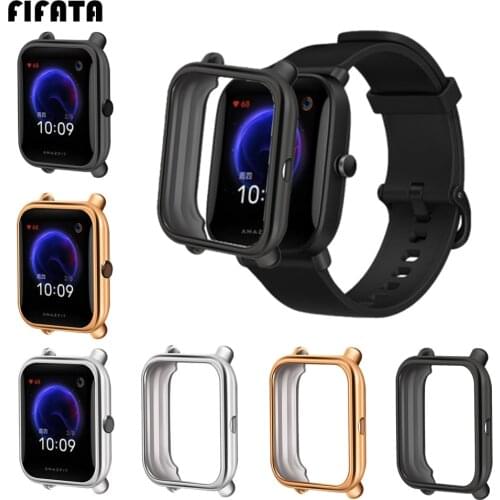 FIFATA Case Cover For Xiaomi Huami Amazfit GTS 2 Mini / Bip U/S/Pro Smart Watch Protective Frame Full Coverage Plating TPU Shell