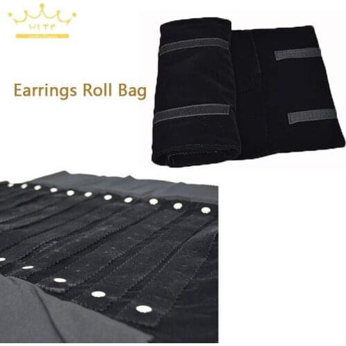 Travel Jewelry Roll Bag for 60 Pairs of Earrings Jewelry Case Display Holder Stand Organizer Container Earring Storage Bag