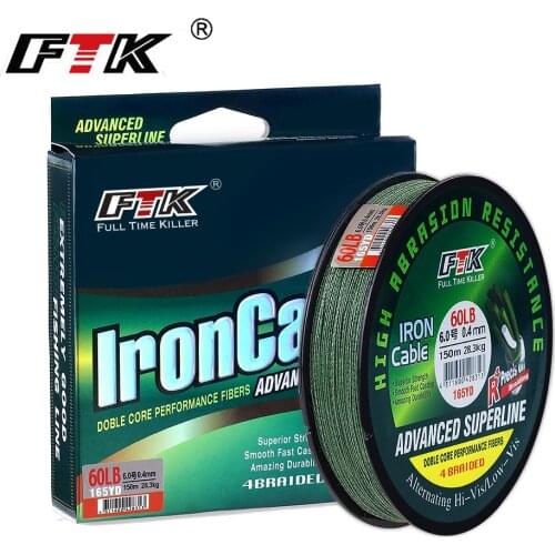 FTK 150M hilo de pescar de PE trenzado 0,10mm-0,40mm 4 hilos 8-60LB hilo de pesca multifilamento para carpa, alambre de pesca pa