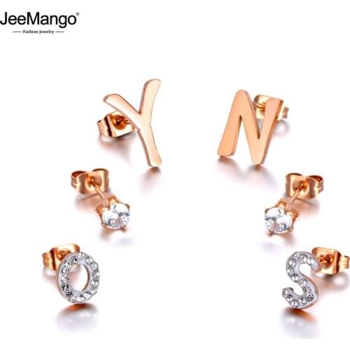 JeeMango Trendy Bohemia Stainless Steel Yes & No Rhinestone Earrings Jewelry 3Pair/Set Crystal Earrings For Women Girls JE20041