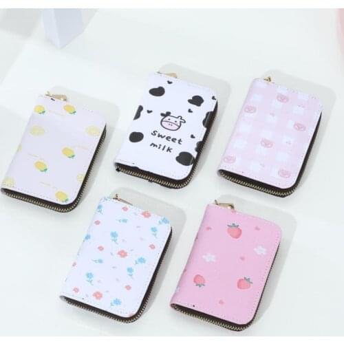 1 PCS Fashion Lady Card Holder PU Leather Zipper Card Holder Large Capacity Ladies Coin Purse Card Holder Pocket Holiday Gift