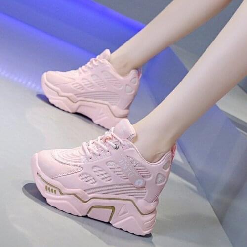 Sports Shoes for Women Summer All-match Fashion Mesh Breathable Thick-soled Platform Shoes Increase Old Daddy Shoes