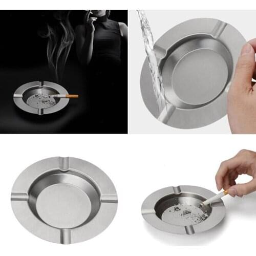 Stainless Steel Round High Temperature Ashtray Portable Hotel Restaurant Coffee Table Desktop Ashtray Easy To Clean