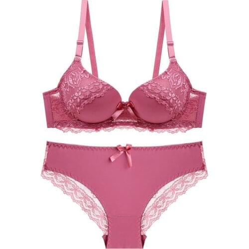 Lace Underwear Sexy Bra Sets Comfortable Bow Decorative Floral Pattern Lingerie Underwear Set 32 34 36 38 40 A B C