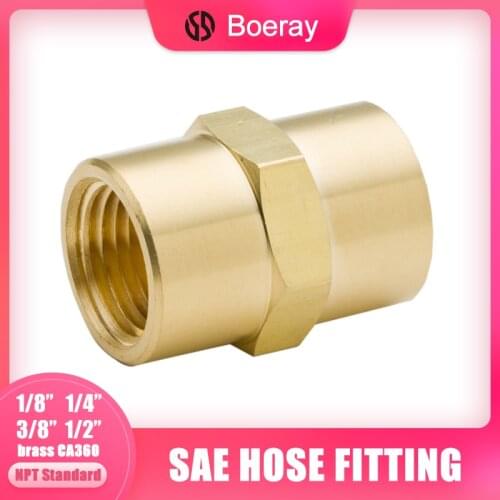 2pcs 1/8" 1/4" 3/8" 1/2" NPT NPTF Female Thread Plumb Fitting Brass Hose Tube Pipe Fitting Hex Coupling(Model:3300)
