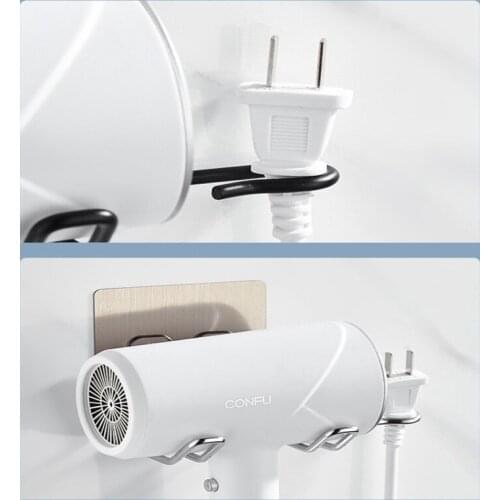 1 PC Hair Dryer Holder Hair Dryer Storage Rack Wall-mounted Perforation-free Stainless Steel Storage Rack Bathroom Accessories